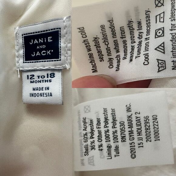 Janie and Jack Holiday Collection Cream Gold Shimmer Dot Dress Size 12-18 Months - Picture 11 of 16